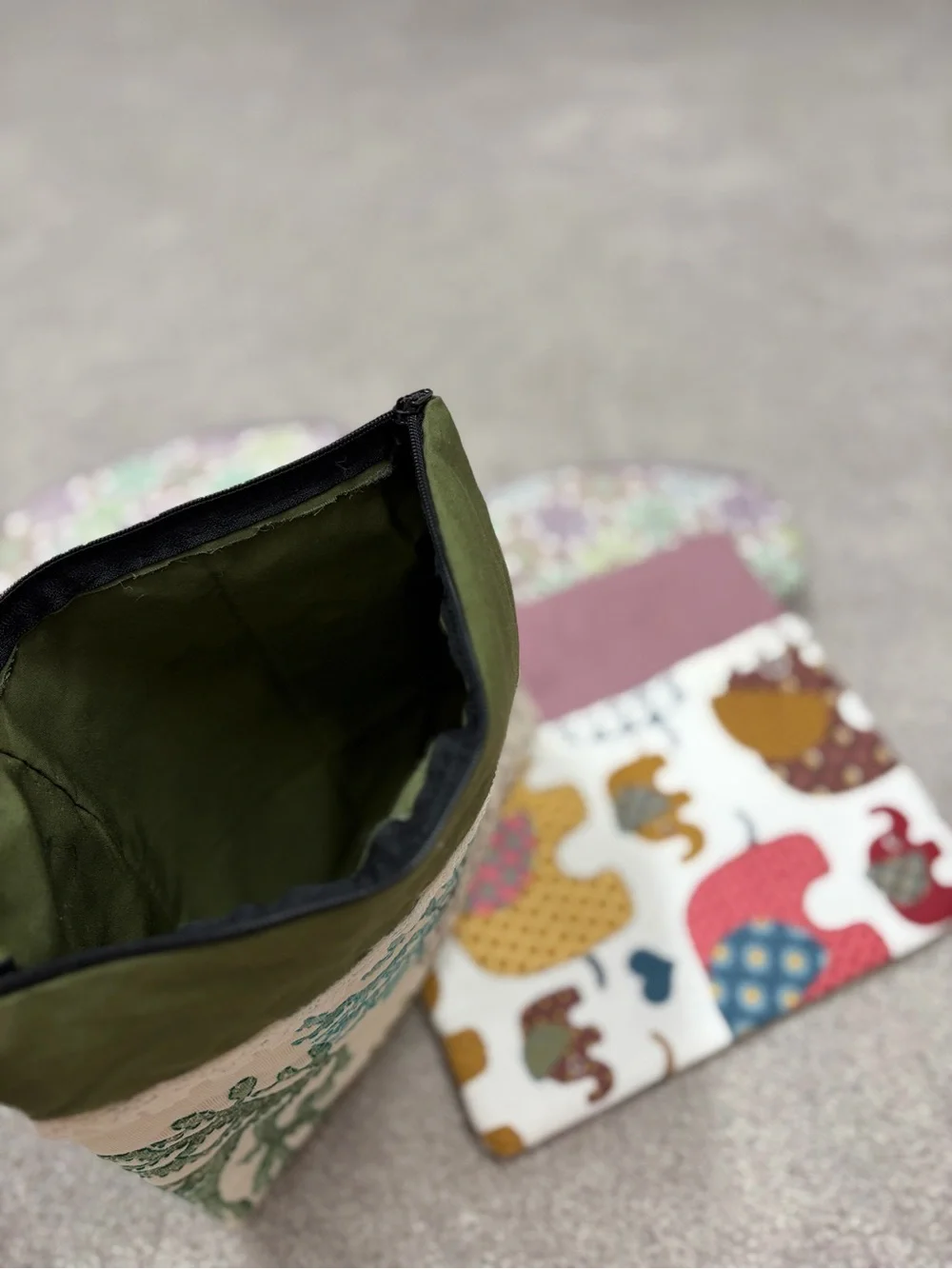 Handmade cosmetics bags made by my mother
